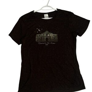 Dark Brownish Graphic T-Shirt with Alamo Design